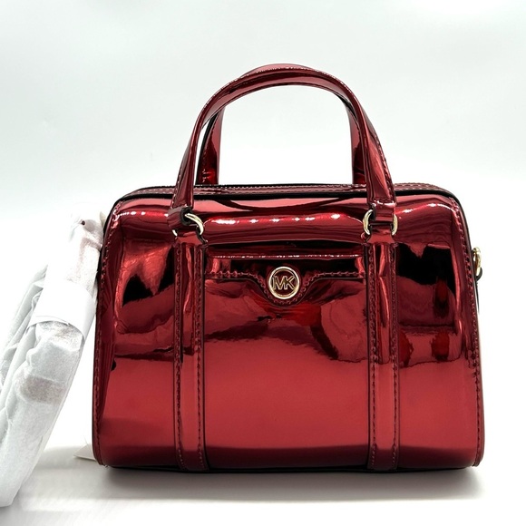 Michael Kors Handbags - Michael Kors Jet Set Small Patent Duffel Crossbody Bag Cherry